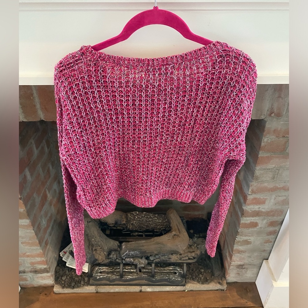 Abercrombie & Fitch Pink Knit Cropped Sweater Y2K Preppy Fitted Small Mi… - Picture 6 of 7
